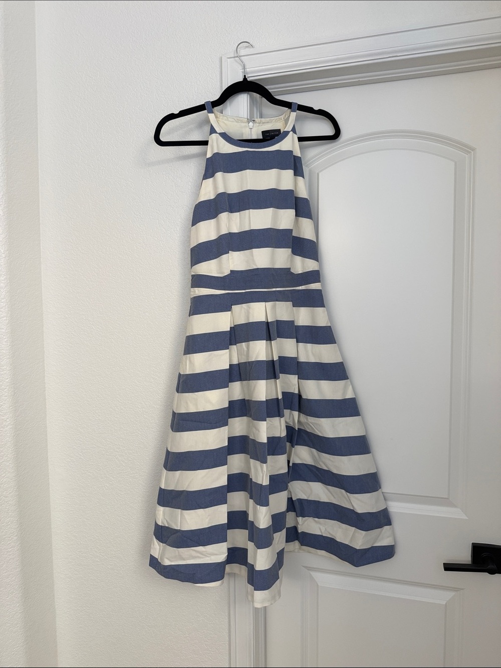 The Limited Blue and White Striped Midi Dress